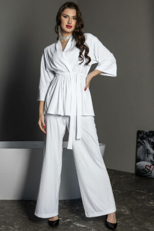 Комплект Loungewear “White Elegance” — халат і брюки