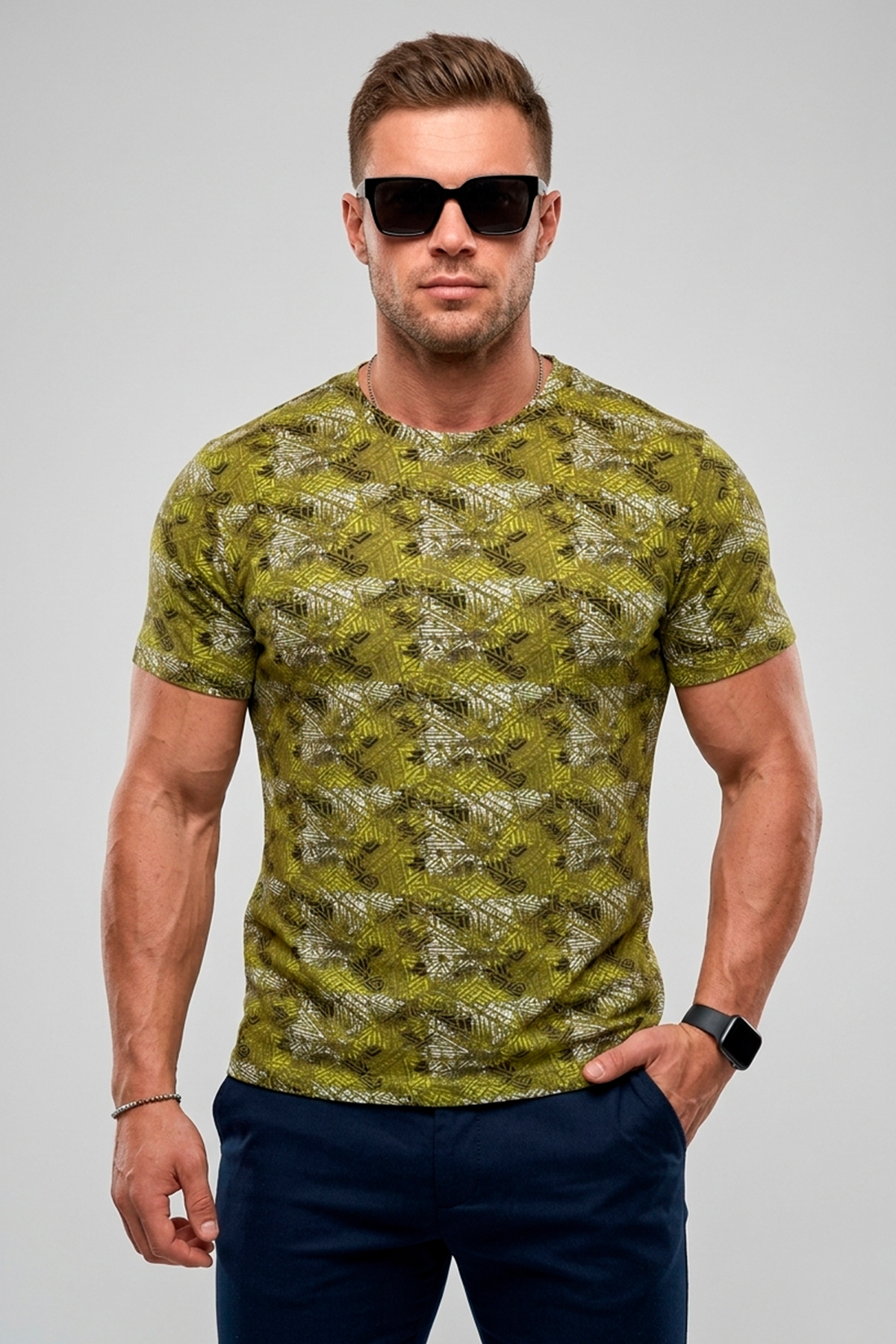 Чоловіча футболка з бавовни "Light Tribal" TOTALFIT RMSK5-KHP161