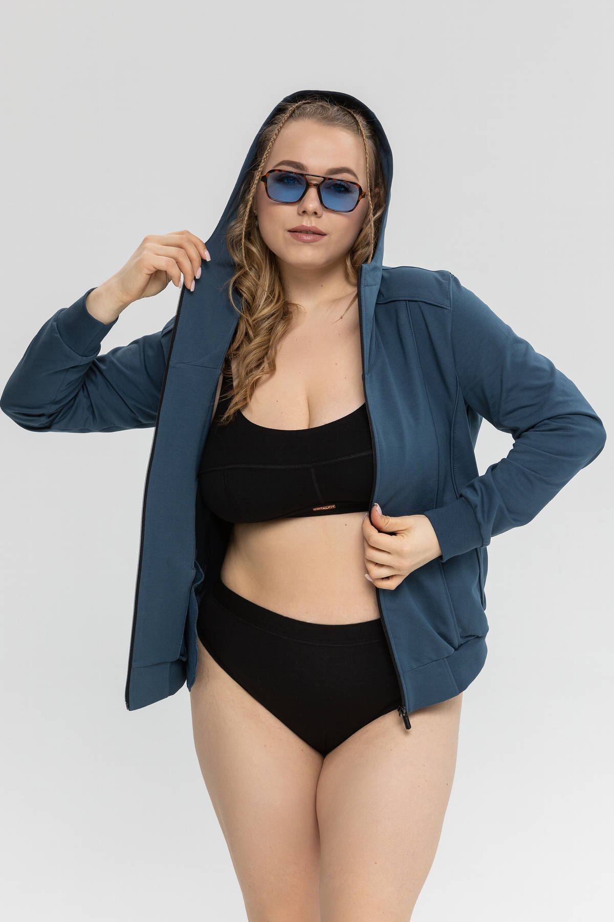 Демісезонна бавовняна кофта на блискавці з капюшоном TOTALFIT Baggy A101-LD95