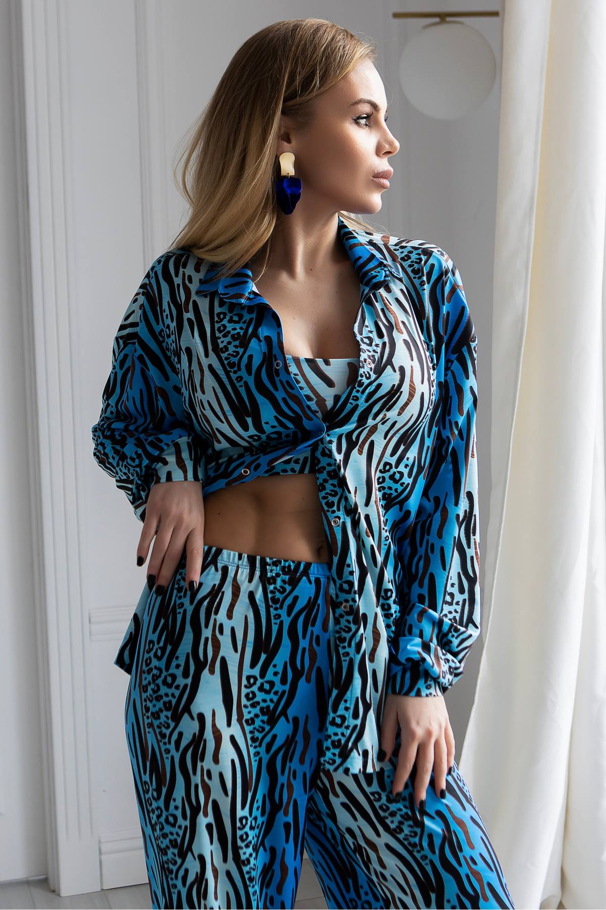 Домашній жіночий костюм сорочка та штаниTOTALFIT RY1-P139 ED1-P139